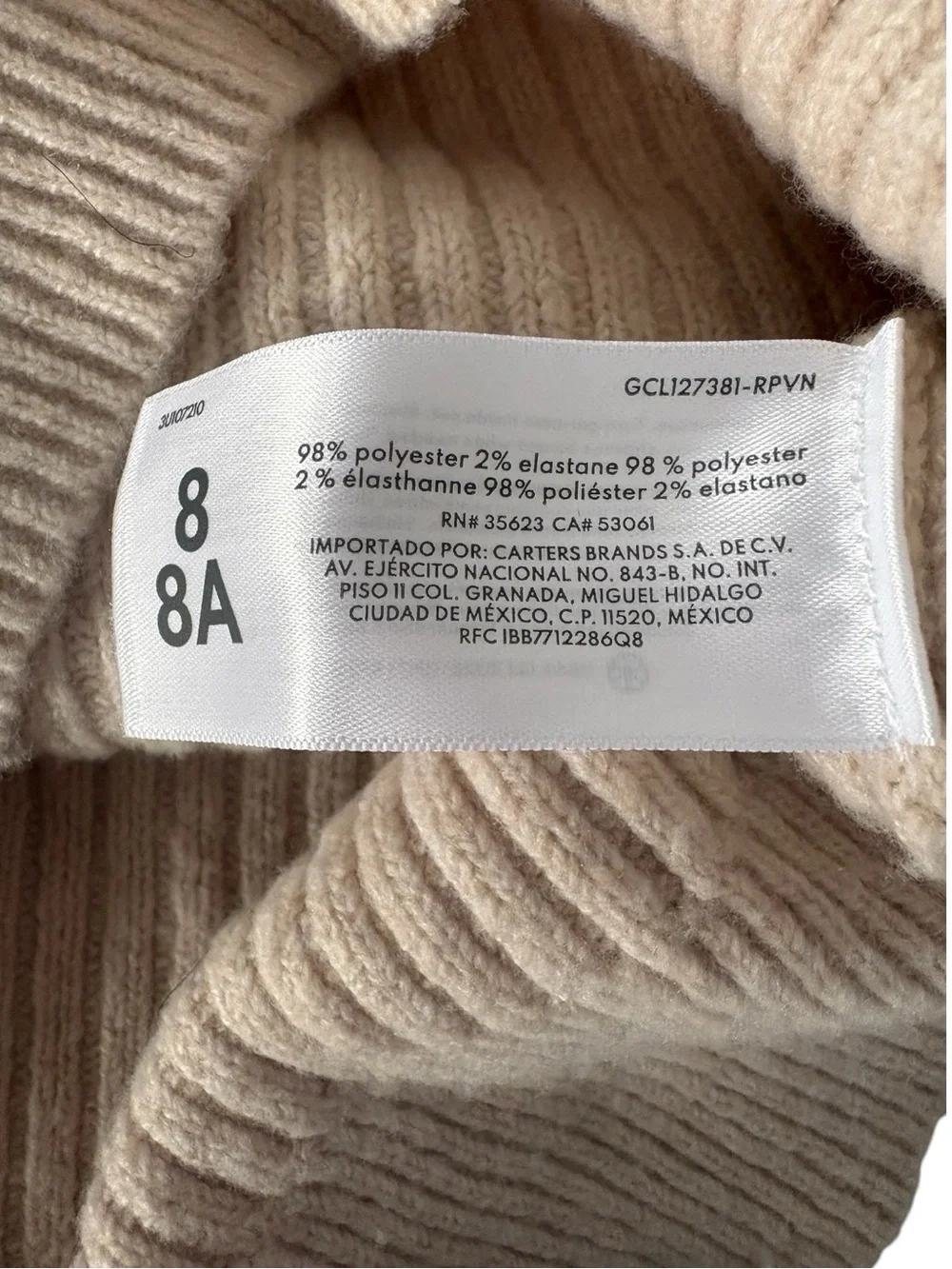 OSH KOSH Ribbed Hooded Sweater in Light Cream Size 8/8A — PERFECT FOR LAYERING!